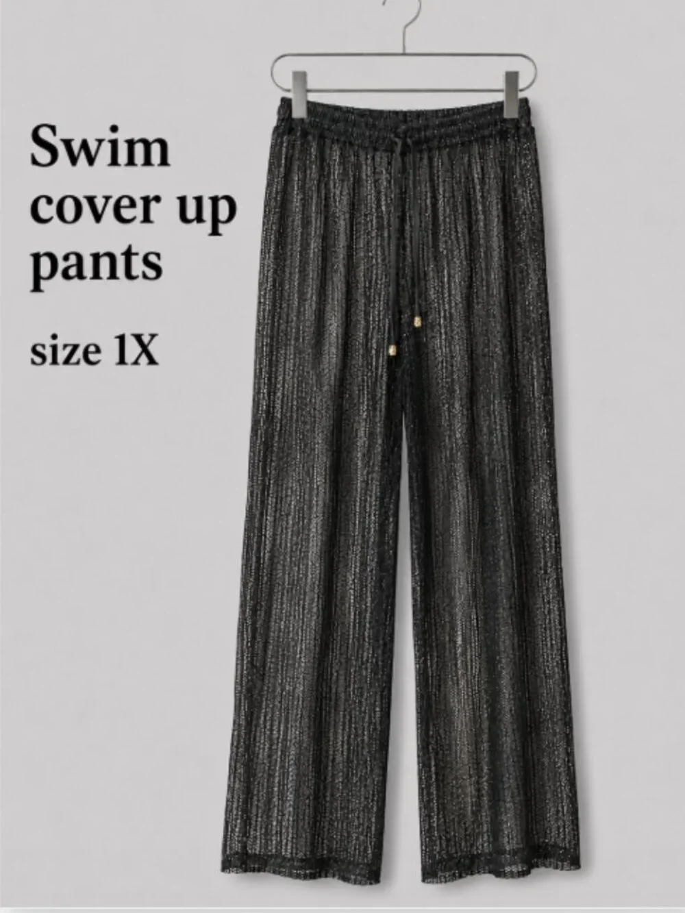 BLACK SHEER SWIM COVERUP PANTS 1X